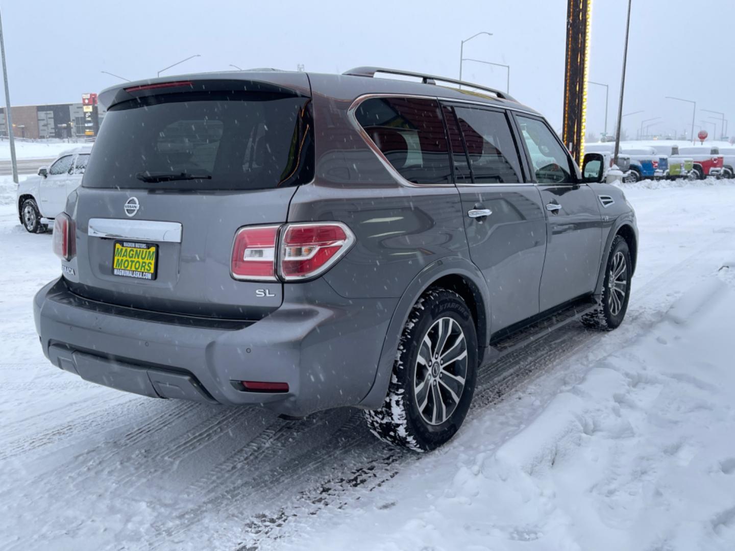 2020 Gray /black leather Nissan Armada SL AWD (JN8AY2NCXL9) with an 5.6L V8 DOHC 32V engine, 7A transmission, located at 1960 Industrial Drive, Wasilla, 99654, (907) 274-2277, 61.573475, -149.400146 - Photo#4